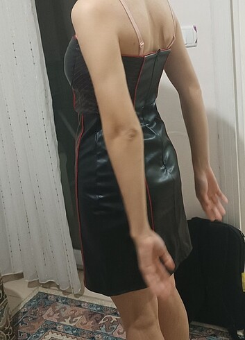 m Beden Siyah deri Halloween parti kostüm elbise 