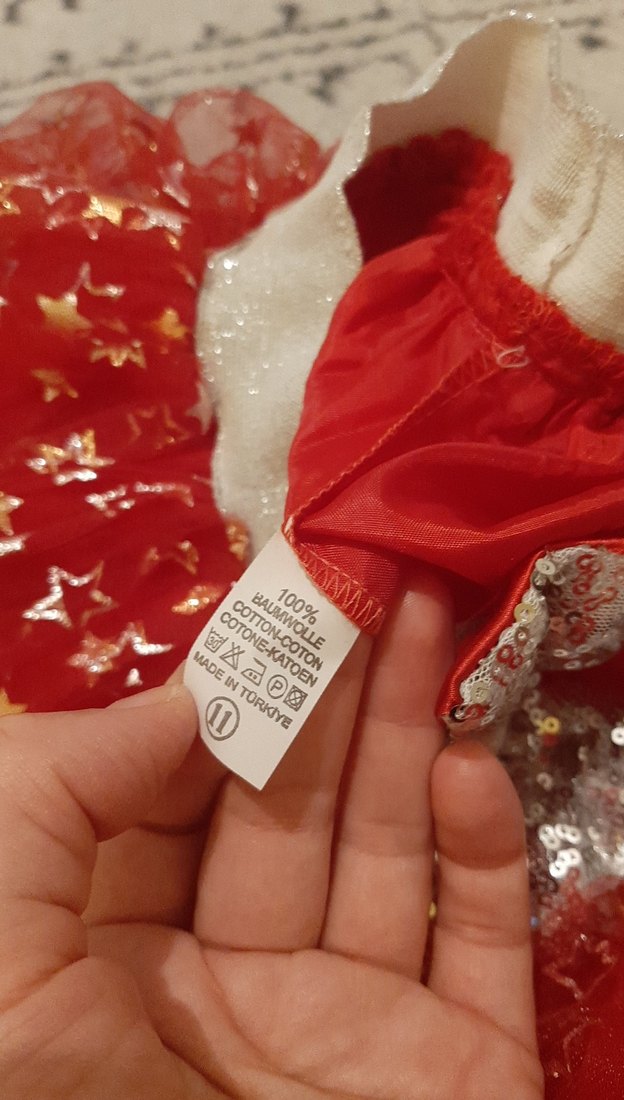 Kız Çocuk Kırmızı Simli Nakışlı Etek - Görsel 2