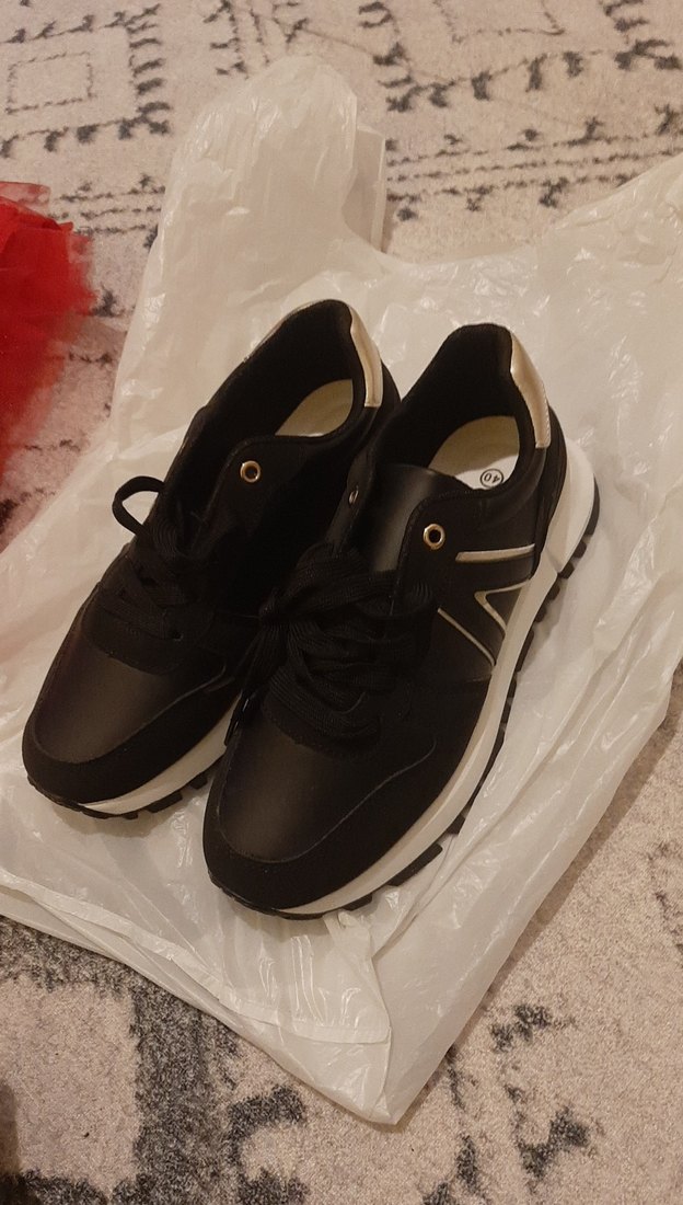 Siyah Bağcıklı Stiletto Topuklu Spor Ayakkabı - Görsel 3