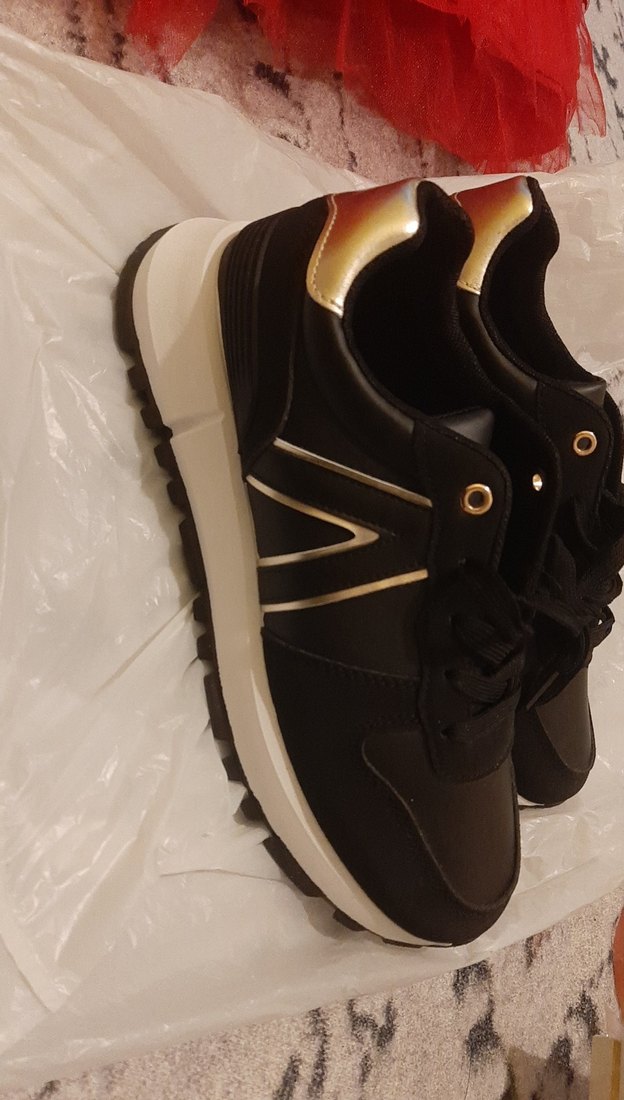 Siyah Bağcıklı Stiletto Topuklu Spor Ayakkabı - Görsel 2