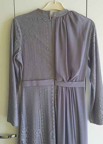 Gri Dantel Saten Abiye - Görsel 10