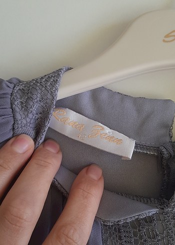 Gri Dantel Saten Abiye - Görsel 11