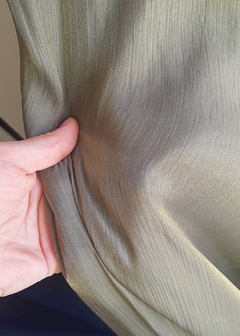 Uzun Kollu, Yüksek Yakalı Haki Uzun Elbise - Görsel 9