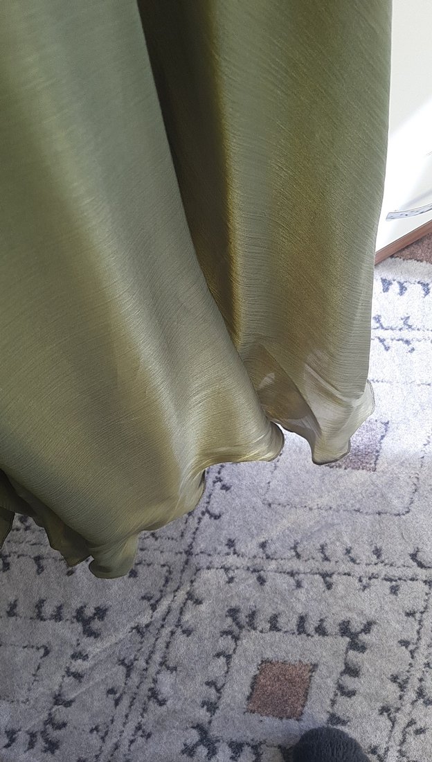 Uzun Kollu, Yüksek Yakalı Haki Uzun Elbise - Görsel 3