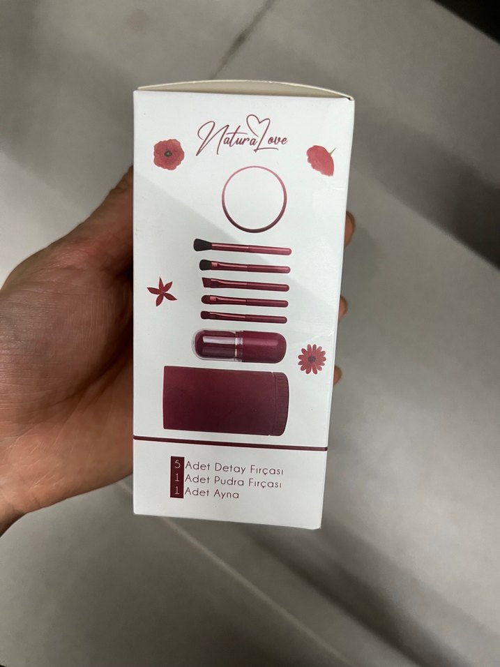 Bordo Makyaj Fırça Seti Natura Love - Görsel 3