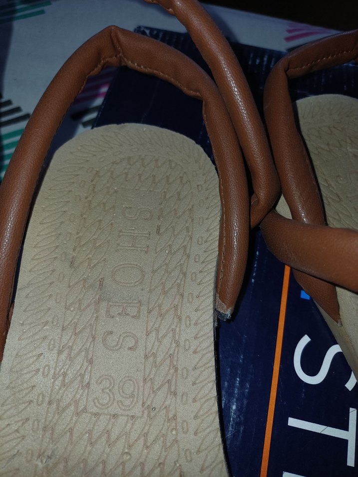 Kahverengi Örgü Bantlı  Sandalet - Görsel 2