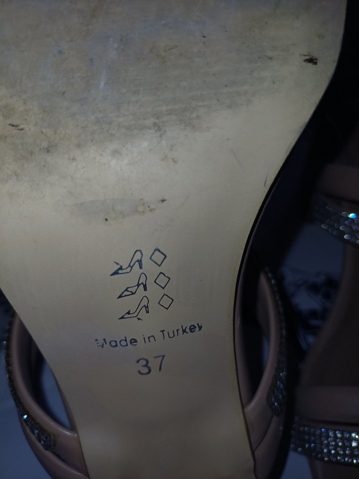 Bej  Topuklu Taşlı Kadın Terlik - Görsel 2