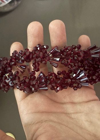 Bordo Boncuklu kına tacı - Görsel 6