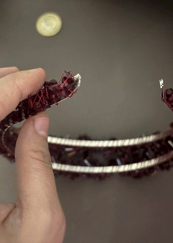 Bordo Boncuklu kına tacı - Görsel 3