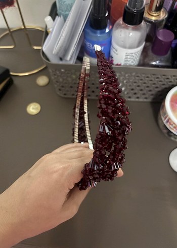 Bordo Boncuklu kına tacı - Görsel 2