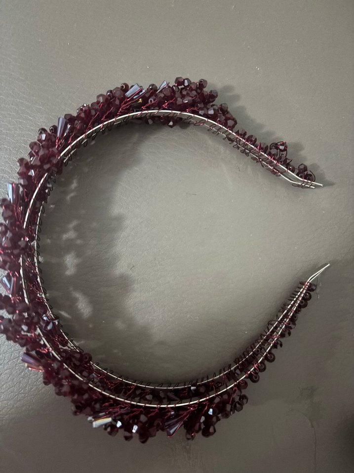 Bordo Boncuklu kına tacı - Görsel 4