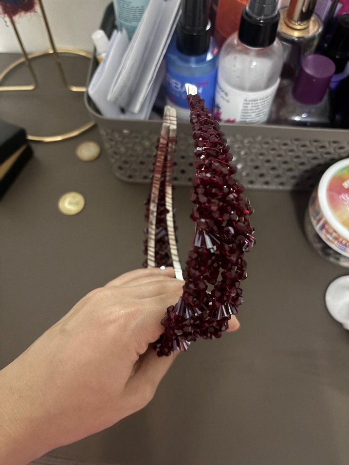 Bordo Boncuklu kına tacı - Görsel 2