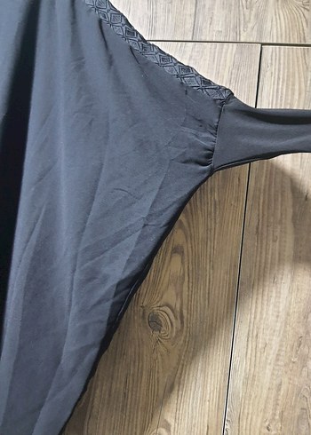 Siyah Uzun Yarasa kol Elbise - Görsel 2