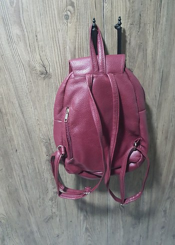 Bordo Deri Kadın Sırt Çantası - Görsel 2