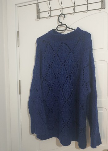 Kadın Lacivert Örgü Yüksek Yaka Kazak - Görsel 2