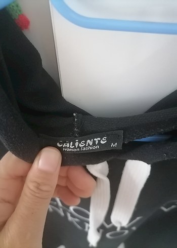 Diğer Siyah Kapüşonlu Uzun Kollu Baskılı Sweatshirt