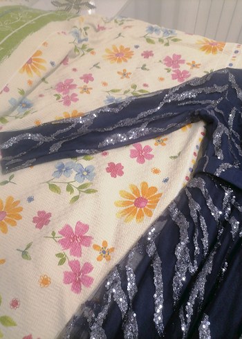 Uzun Kollu Nakışlı Lacivert Abiye Elbise bir kez giyindi - Görsel 5