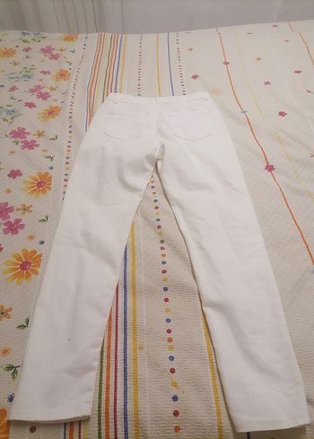 Düğmeli Beyaz Kadın Kumaş Pantolon - Görsel 2