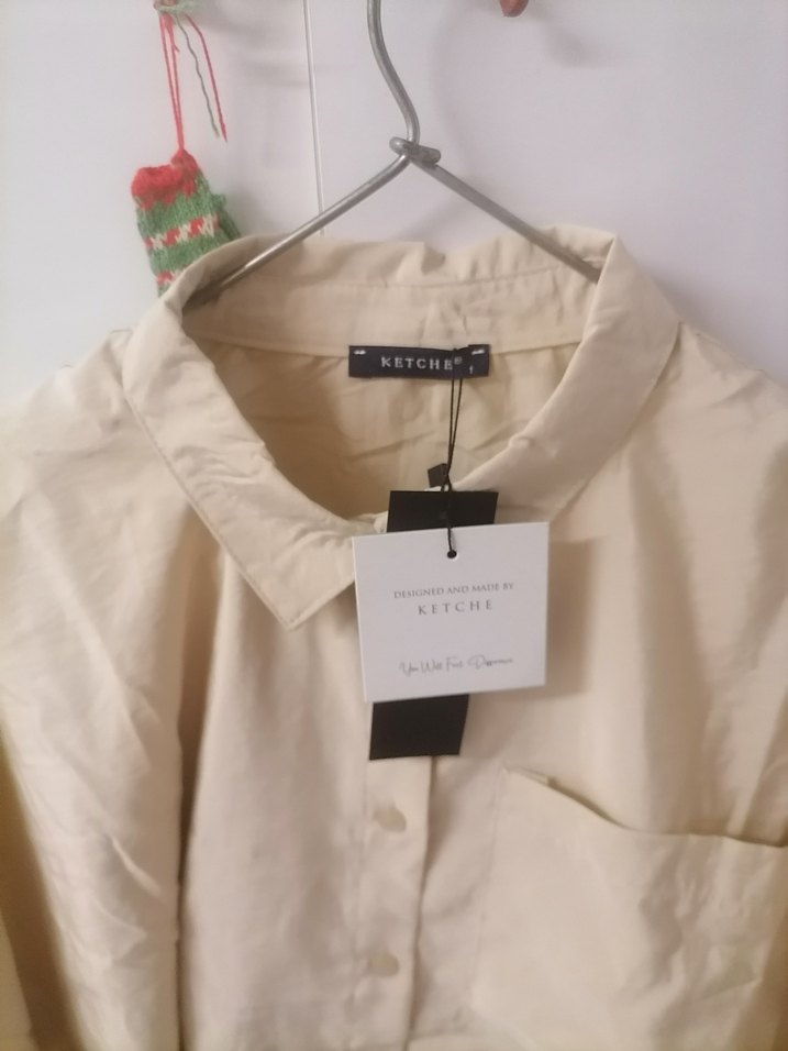 Bej Keten Kadın Gömlek  yenı hiç giyilmedı - Görsel 3