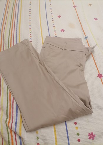 Bej Kadın Pamuklu Rahat Kesim Kumaş Pantolon - Görsel 3