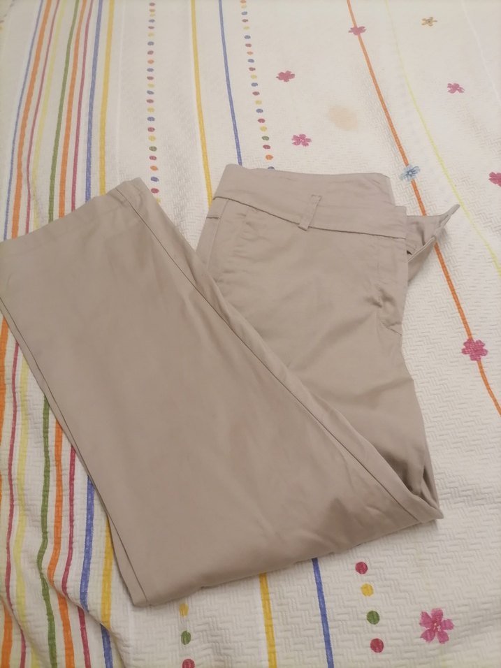 Bej Kadın Pamuklu Rahat Kesim Kumaş Pantolon - Görsel 3