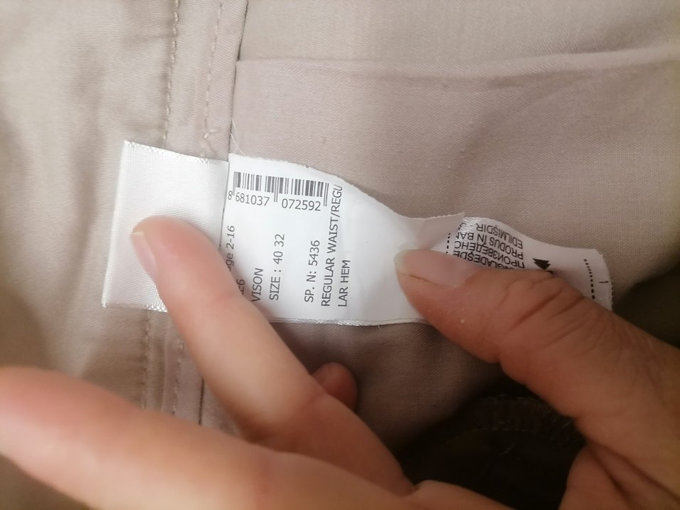 Bej Kadın Pamuklu Rahat Kesim Kumaş Pantolon - Görsel 4