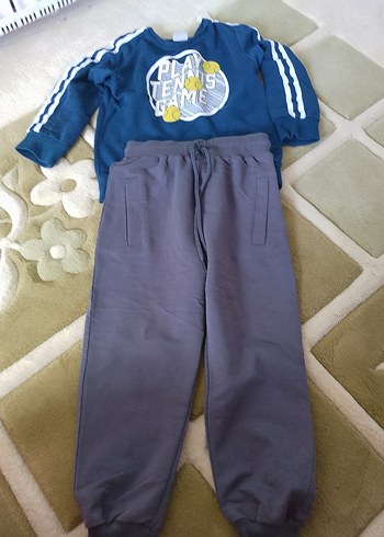 Gri Erkek Çocuk Bol Kesim Eşofman Altı ikili takım - Görsel 2