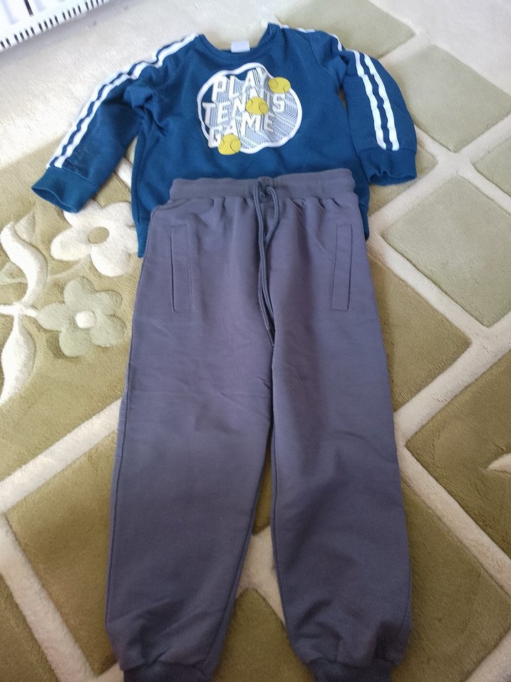 Gri Erkek Çocuk Bol Kesim Eşofman Altı ikili takım - Görsel 2