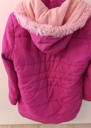 Renkli Düğmeli Pembe Kız Mont - Görsel 4