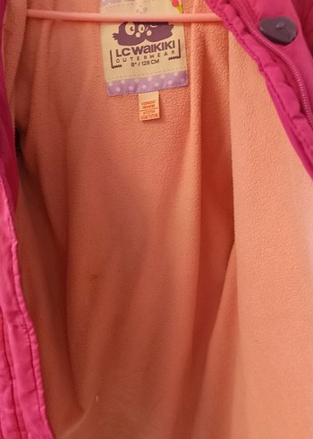 Renkli Düğmeli Pembe Kız Mont - Görsel 3