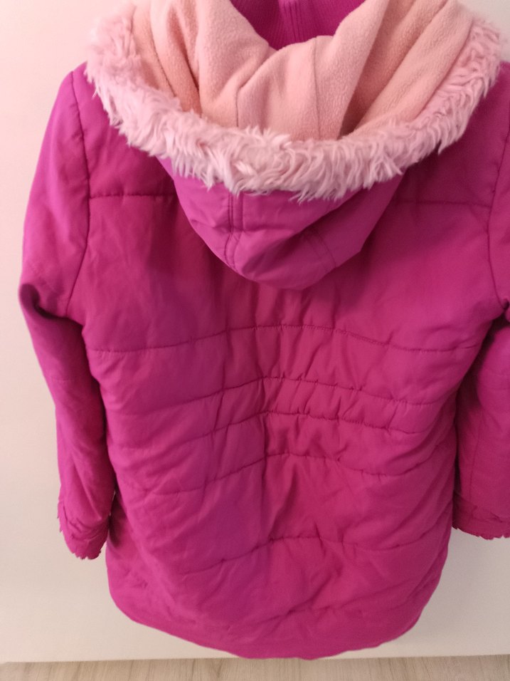 Renkli Düğmeli Pembe Kız Mont - Görsel 4