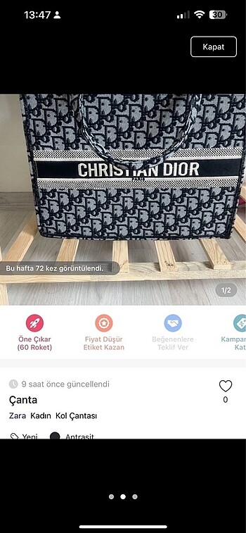 Dior Çantalar iki afet için fiyat sorun
