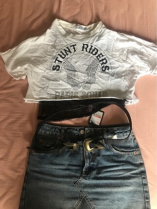 Altı dantelli crop top