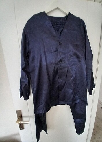 Lacivert saten erkek pjama takimi - Görsel 2