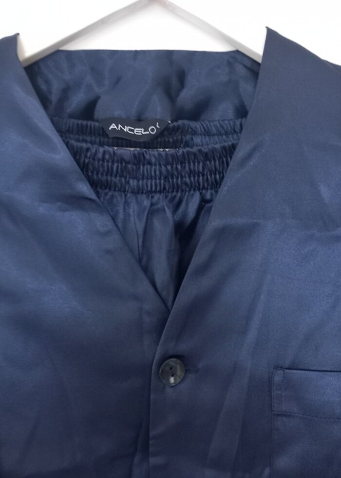 Lacivert saten erkek pjama takimi - Görsel 5