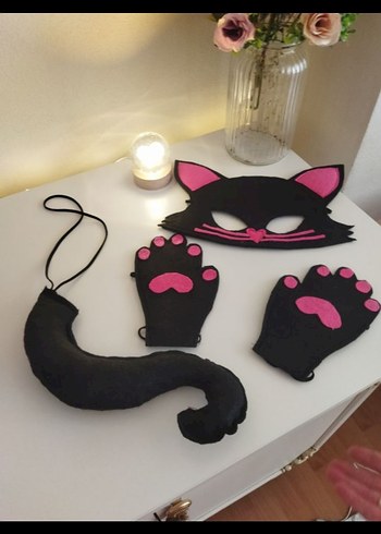 Standart Beden Beden pembe Renk Pembe Desenli Kedi Kostümü