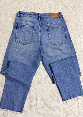 Bershka düğmeli Mavi Midi Denim Kadın Jean - Görsel 5