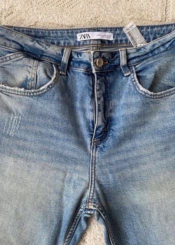 Zara Kadın Mavi Midi Denim Pantolon - Görsel 4