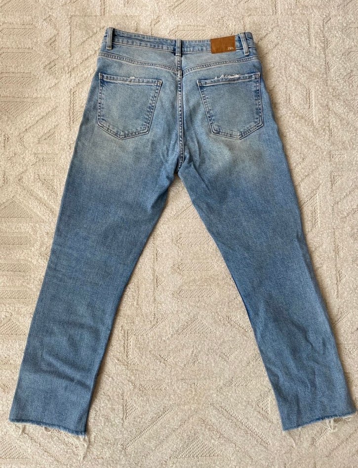 Zara Kadın Mavi Midi Denim Pantolon - Görsel 2