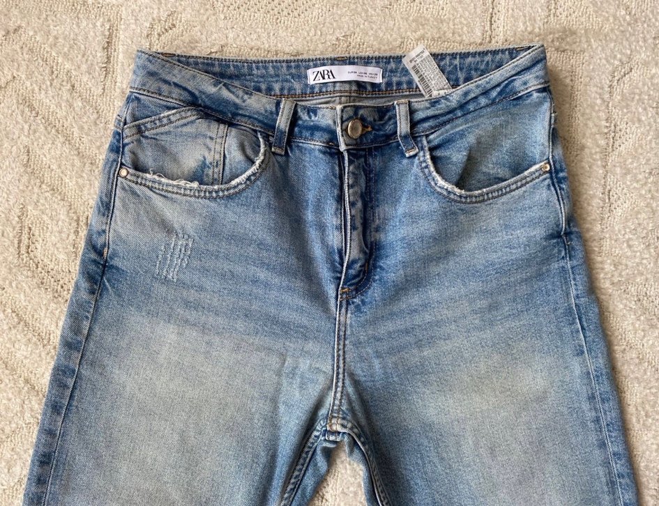 Zara Kadın Mavi Midi Denim Pantolon - Görsel 4