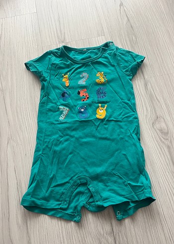 9 Ay Beden Bebek Erkek Siyah Kısa Kollu Tulum