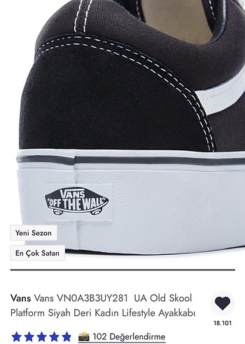 36 Beden Vans Old School Kadın Platform Siyah Sneaker