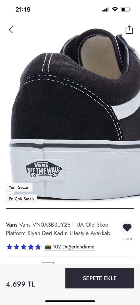 Vans Old School Kadın Platform Siyah Sneaker - Görsel 2