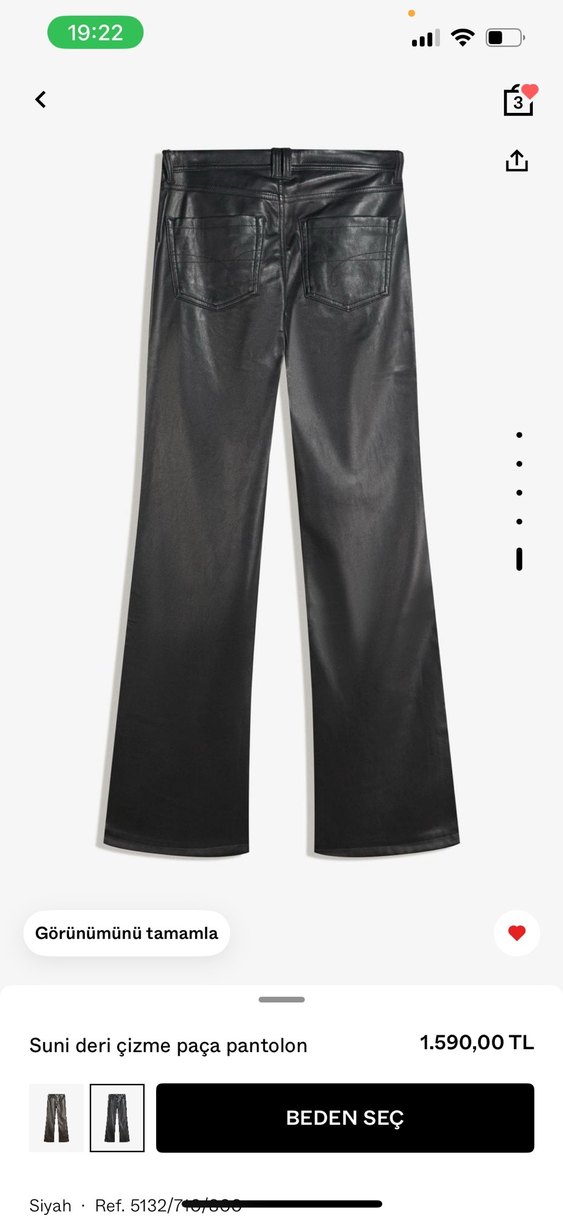 Kadın Siyah Deri Düz Paça Pantolon - Görsel 4