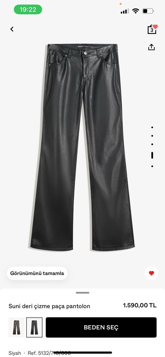 Kadın Siyah Deri Düz Paça Pantolon - Görsel 3