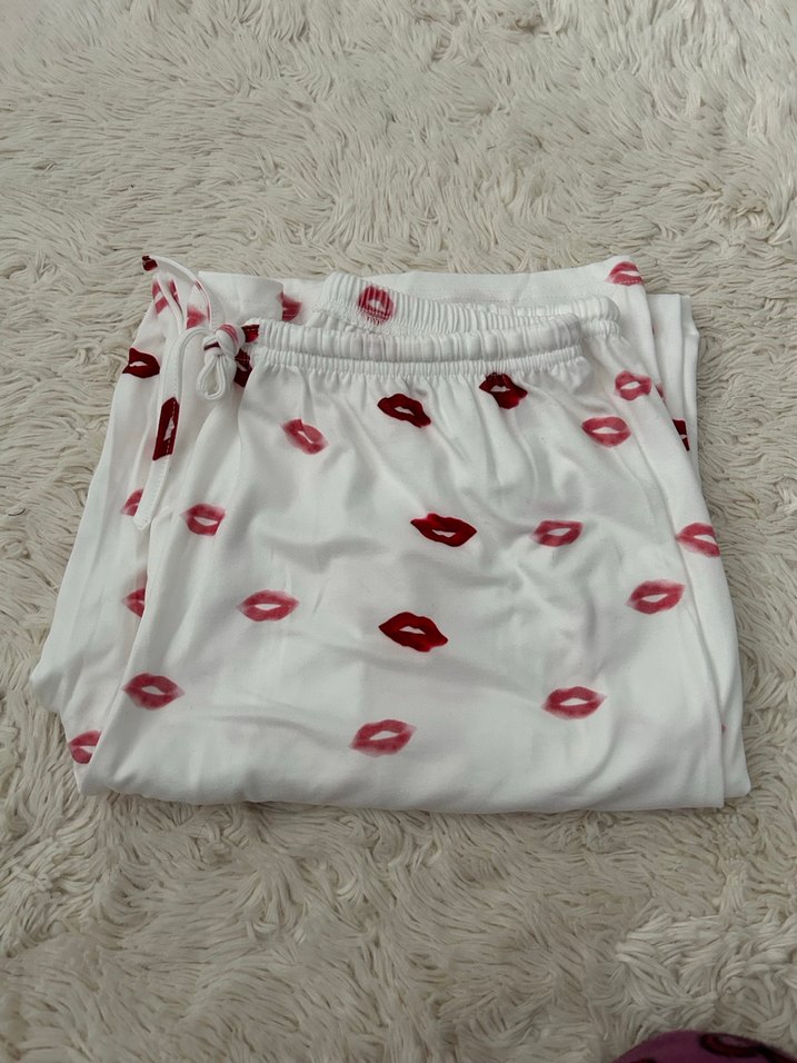 Beyaz Baskılı Rahat Kadın Pijama Altı - Görsel 4