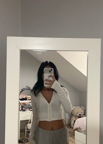 Beyaz Kadın Triko Hırka Uzun Kollu - Görsel 3