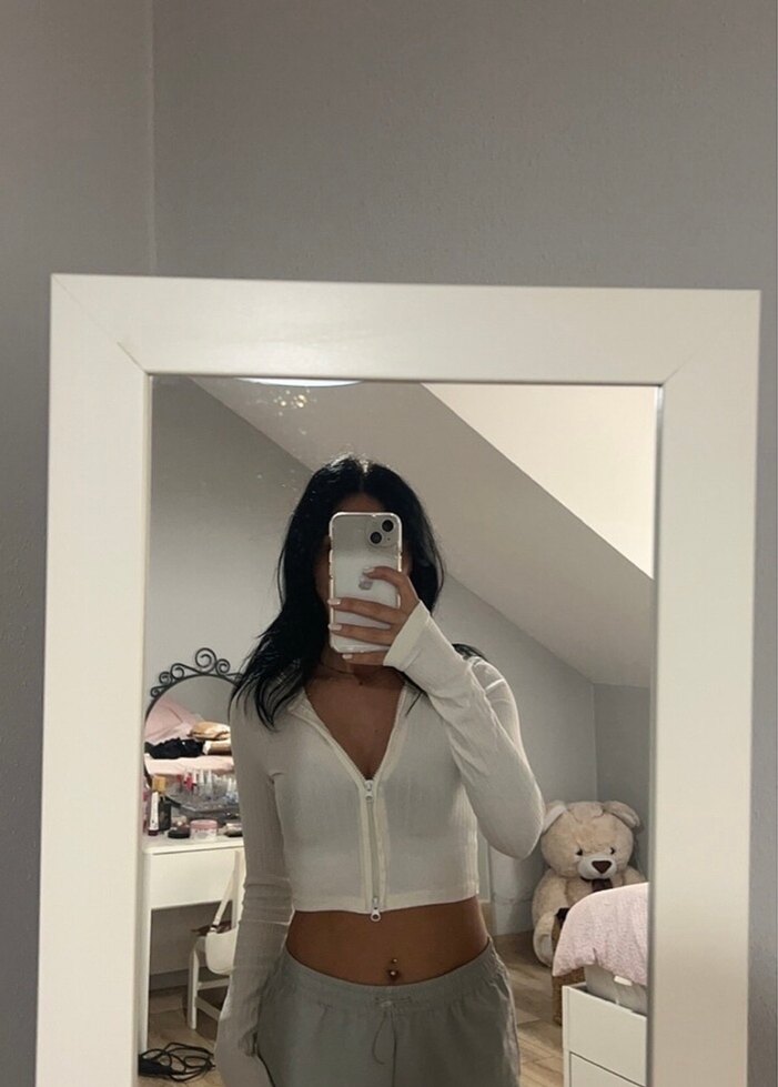 Beyaz Kadın Triko Hırka Uzun Kollu - Görsel 3