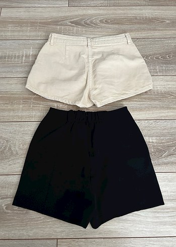 pileli denim şort etek ve siyah şort etek - Görsel 7