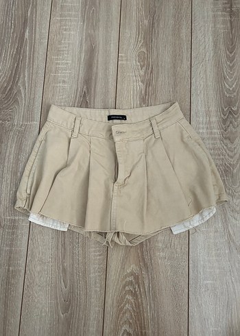 xs Beden pileli denim şort etek